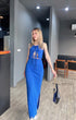 TIRA Half Sleeve Tie Up Crop Top With High Waist Split Skirt